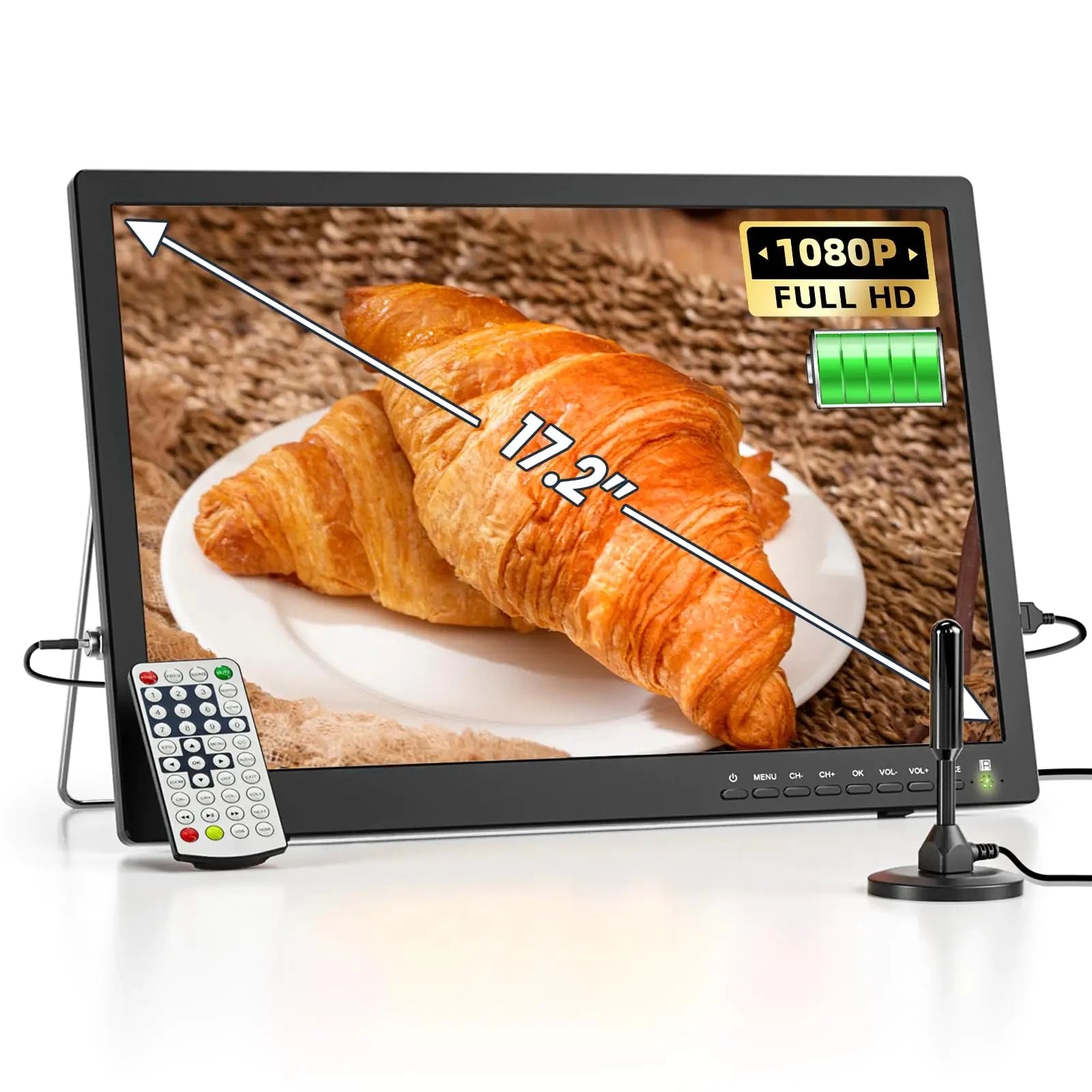 Nik & Nakks 17.2" NORTHING 17.2" 1080P 12 Volt Portable TV with 7000mAH Built-in Battery Battery Operated TV Antenna/USB/HDMI/AV Battery Powered Portable TV for Camping Caravan Kitchen Power Outage Sleep Timer NORTHING 17.2" 1080P 12 Volt Portable TV with 7000mAH Built-in Battery Battery Operated TV Antenna/USB/HDMI/AV Battery Powered Portable TV for Camping Caravan Kitchen Power Outage Sleep Timer