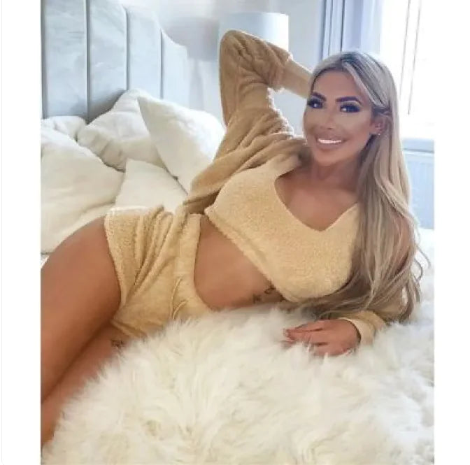 Nik & Nakks Apricot / 3XL Three-piece Homewear Long-sleeved Plush Fashion Casual Three-piece Suit Three-piece Homewear Long-sleeved Plush Fashion Casual Three-piece Suit