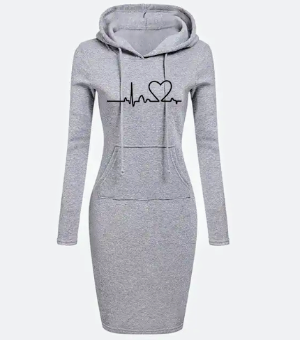 Nik & Nakks Autumn Winter Women's Long-Sleeved Hoodie Dress Autumn Winter Women's Long-Sleeved Hoodie Dress