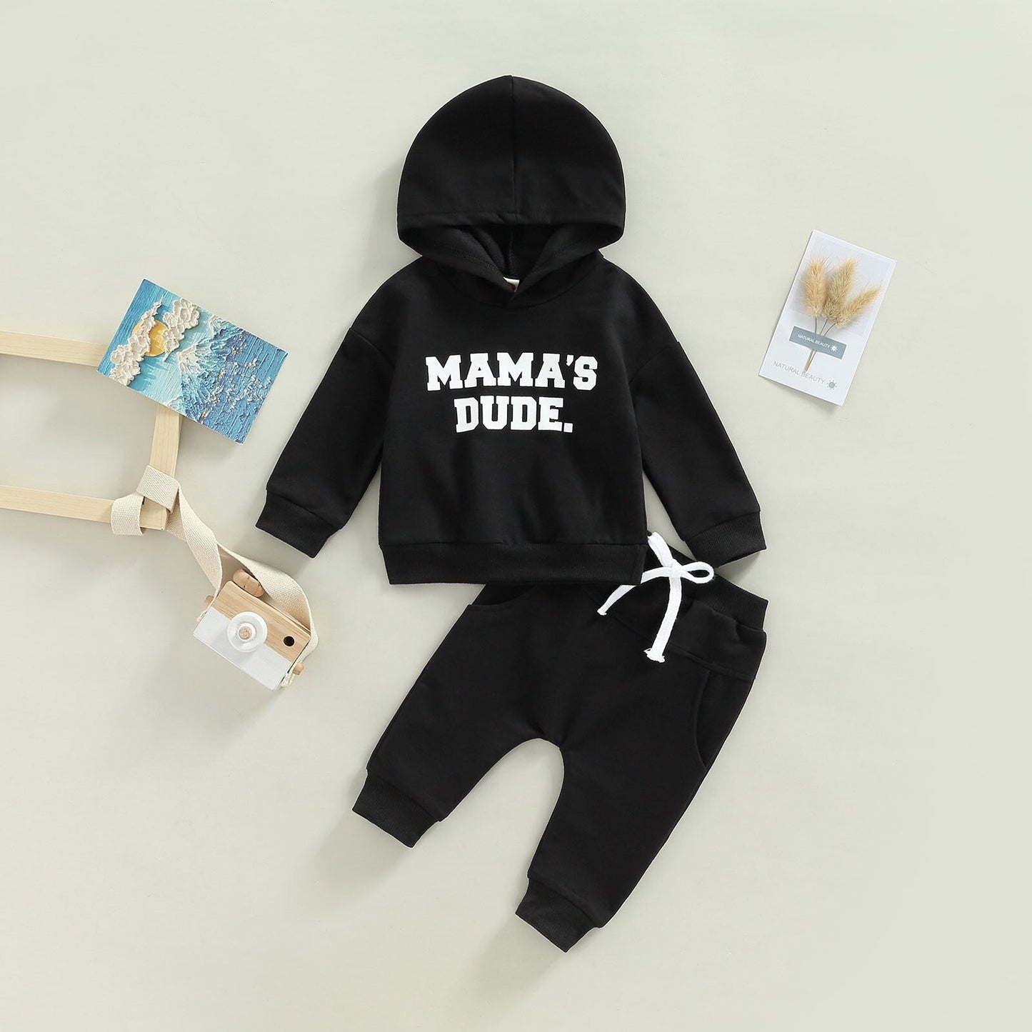 Baby Boy Letter Print Hoodie 2Pcs Fall Outfit