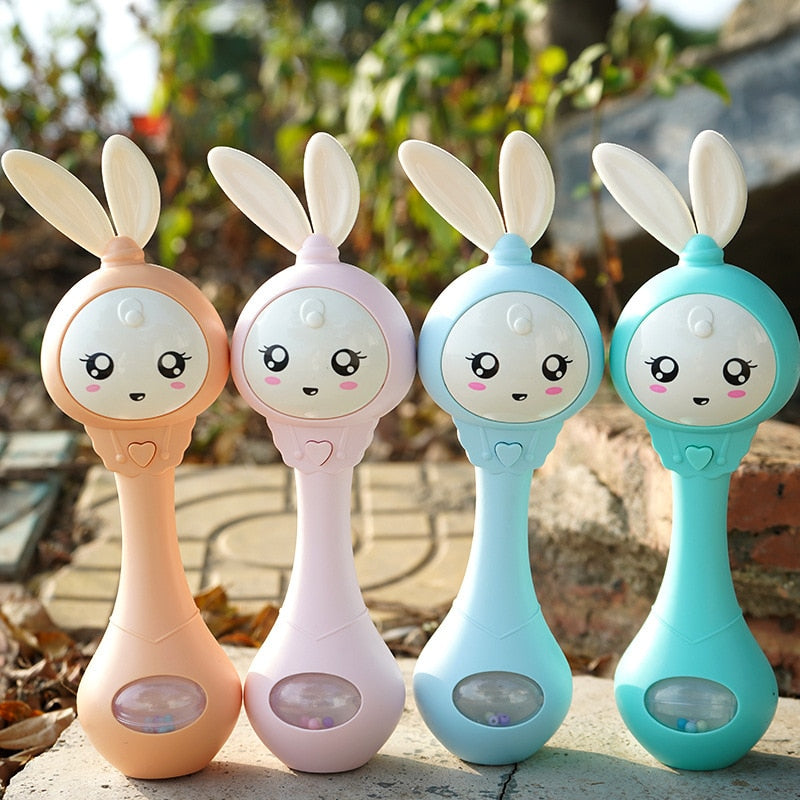 Baby Smart Bunny Light Up Rattle Toy & Teether Plays Music Lullabies for Ages 0-24 Months