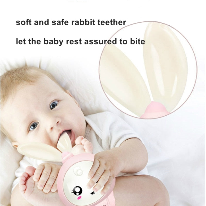Baby Smart Bunny Light Up Rattle Toy & Teether Plays Music Lullabies for Ages 0-24 Months
