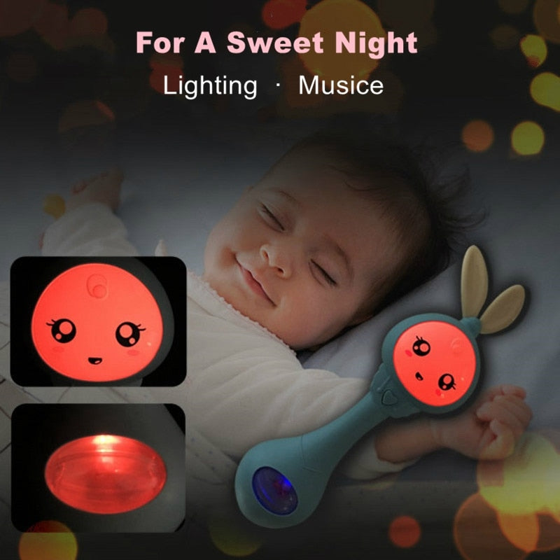 Baby Smart Bunny Light Up Rattle Toy & Teether Plays Music Lullabies for Ages 0-24 Months