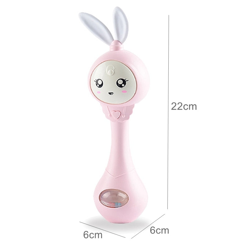 Baby Smart Bunny Light Up Rattle Toy & Teether Plays Music Lullabies for Ages 0-24 Months