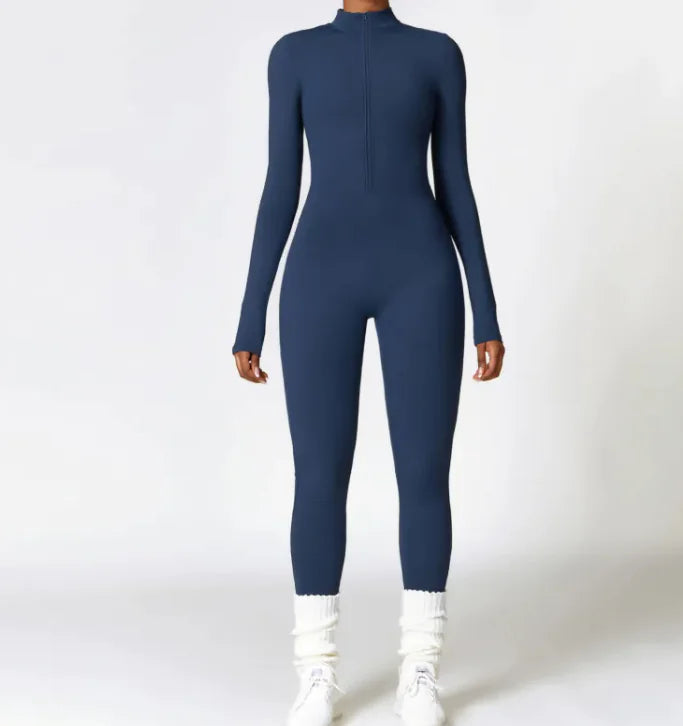 Nik & Nakks Badge Blue / S Flex Fit Zipper Bodysuit Flex Fit Zipper Bodysuit