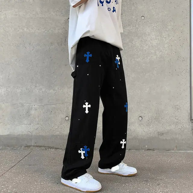 Black 4 / L(170-175cm 52kg) Streetwear Embroidery Baggy Jeans