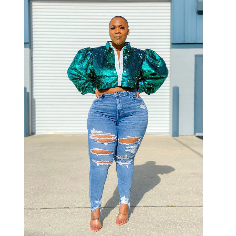 Nik & Nakks Blue / 3XL Plus Size Ladies Denim Trousers Plus Size Ladies Denim Trousers