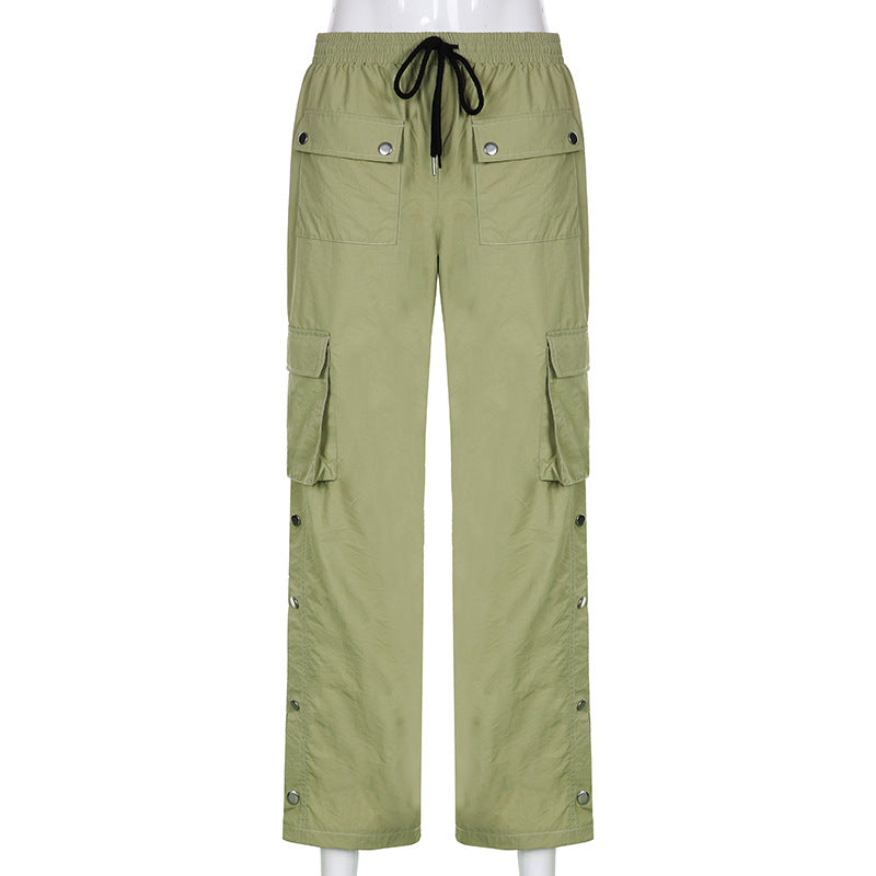 Women's Elastic Waist Cargo Pants with Pockets