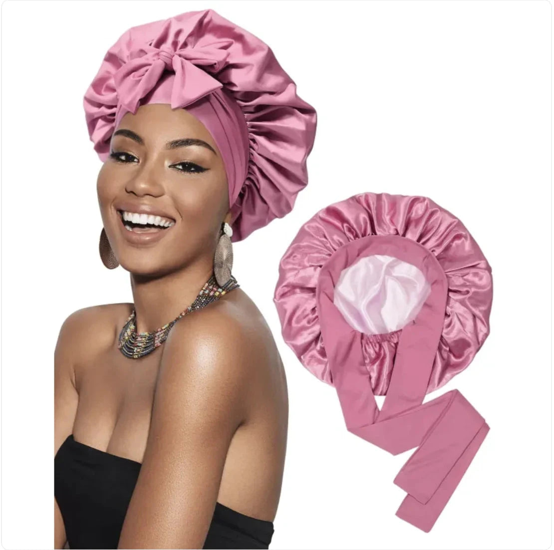 Nik & Nakks Double-Layer Wide-Brimmed Sleep Cap Headscarf Double-Layer Wide-Brimmed Sleep Cap Headscarf