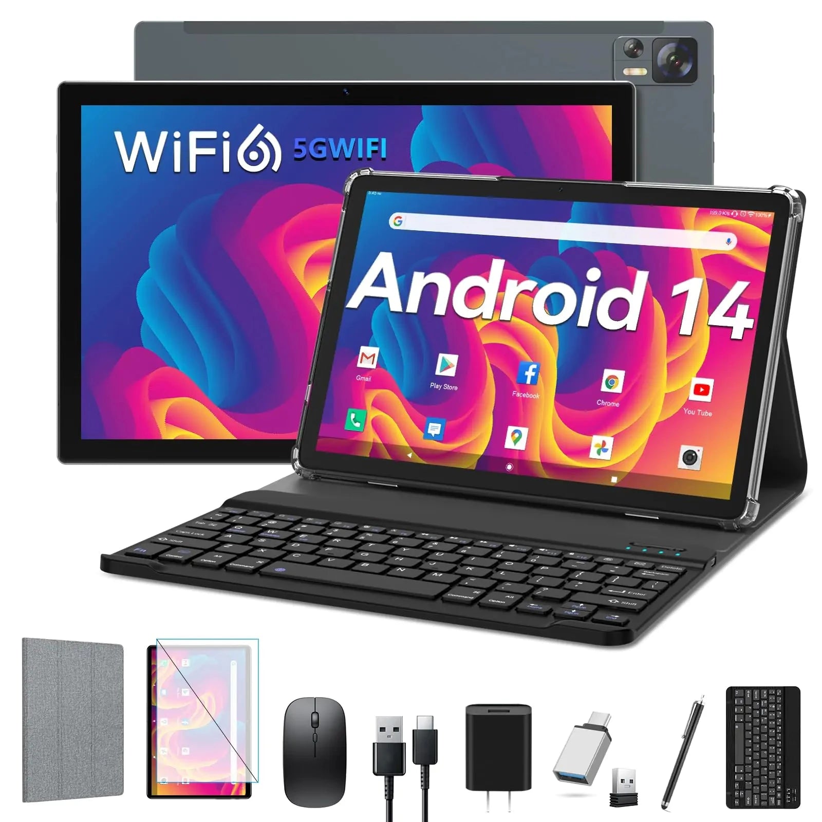 Nik & Nakks Gray EITOMIN 10" Android 14 Tablet  with Keyboard Octa-Core 2.0GHZ Processor and 8GB RAM EITOMIN 10" Android 14 Tablet  with Keyboard Octa-Core 2.0GHZ Processor and 8GB RAM