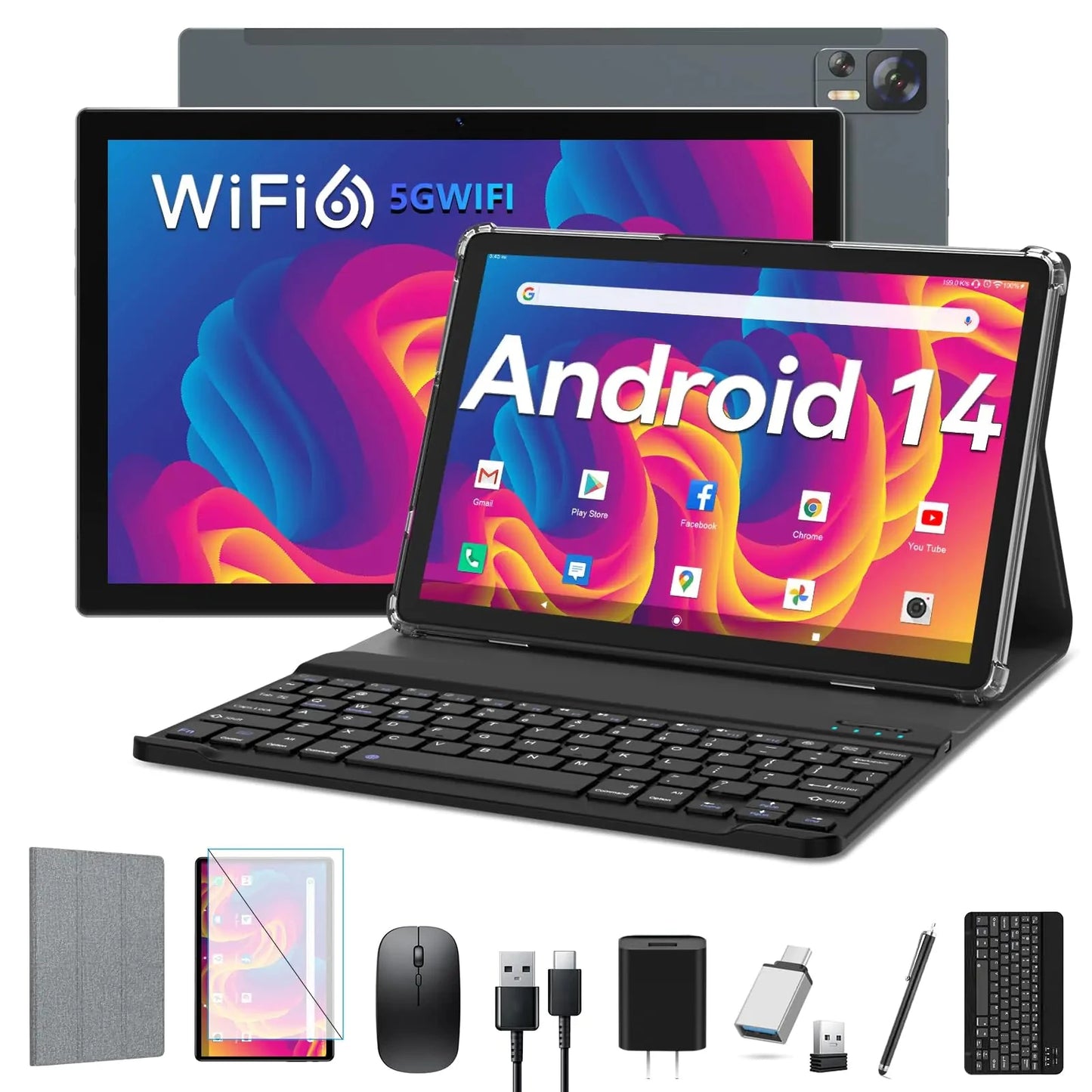 Nik & Nakks Gray EITOMIN 10" Android 14 Tablet with Keyboard Octa-Core 2.0GHZ Processor and 8GB RAM EITOMIN 10" Android 14 Tablet with Keyboard Octa-Core 2.0GHZ Processor and 8GB RAM