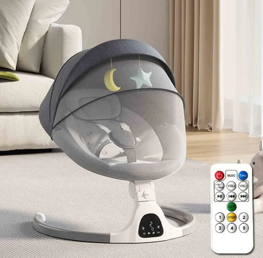 Nik & Nakks Gray Electric Baby Rocker & Cradle Electric Baby Rocker & Cradle