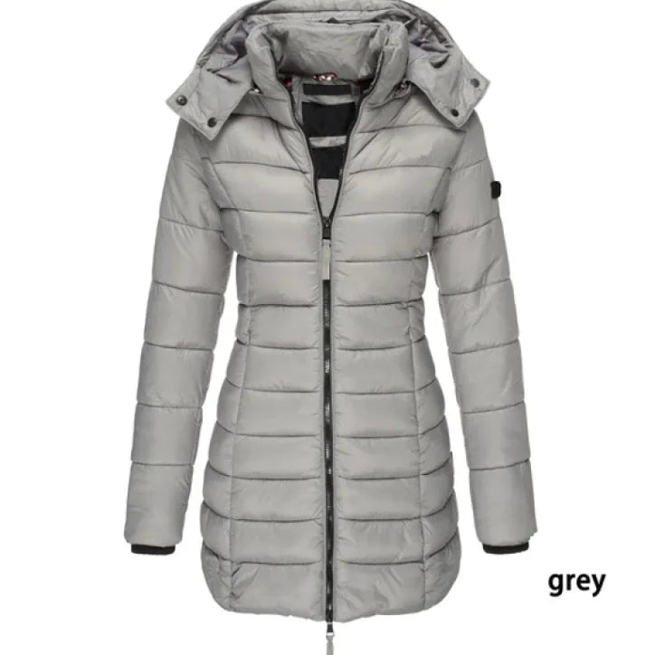 Nik & Nakks Grey / XL Women's Casual Long Sleeve Hooded Parka Coat Women's Casual Long Sleeve Hooded Parka Coat