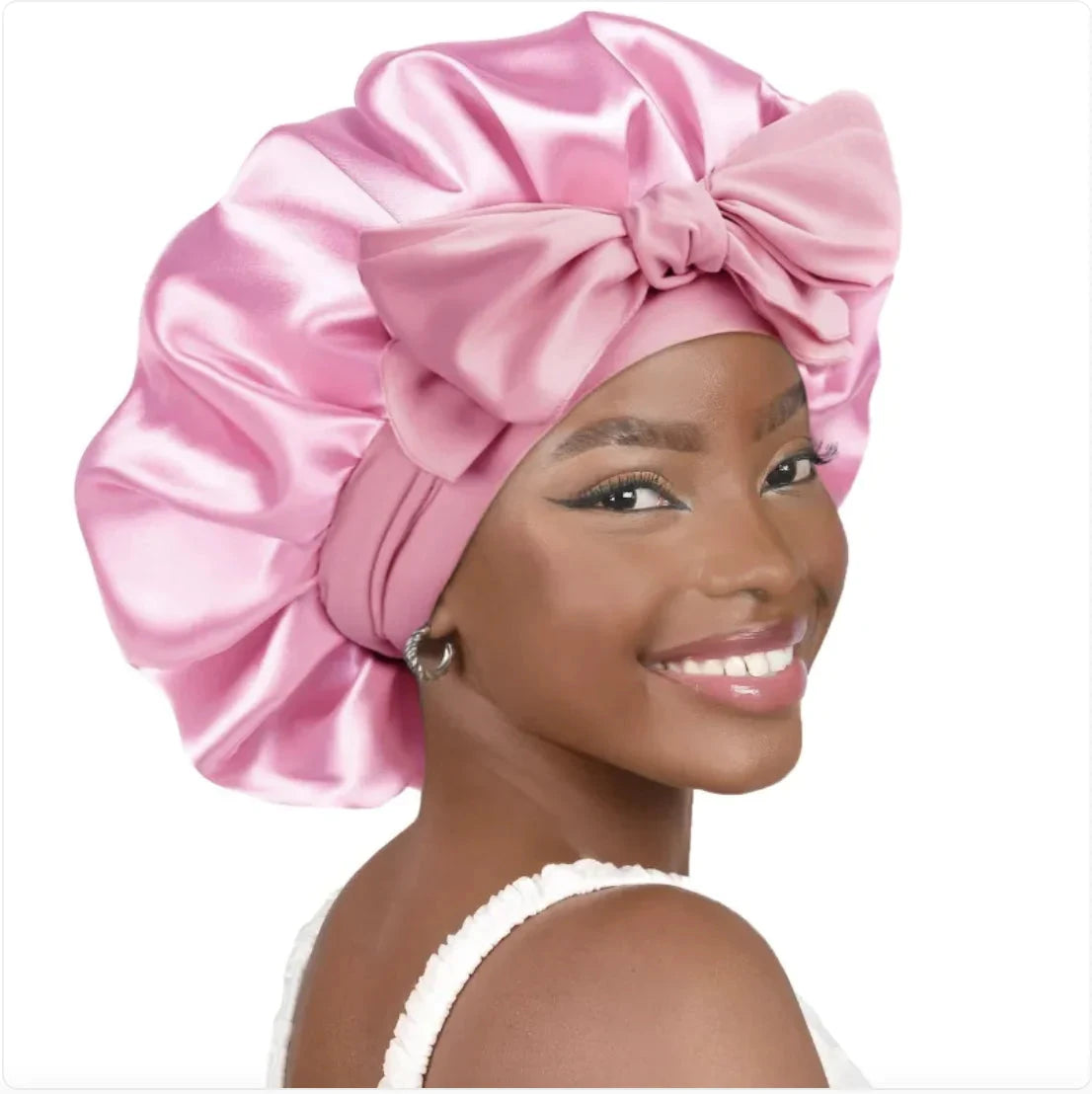 Nik & Nakks Large Deep Pink Double-Layer Wide-Brimmed Sleep Cap Headscarf Double-Layer Wide-Brimmed Sleep Cap Headscarf