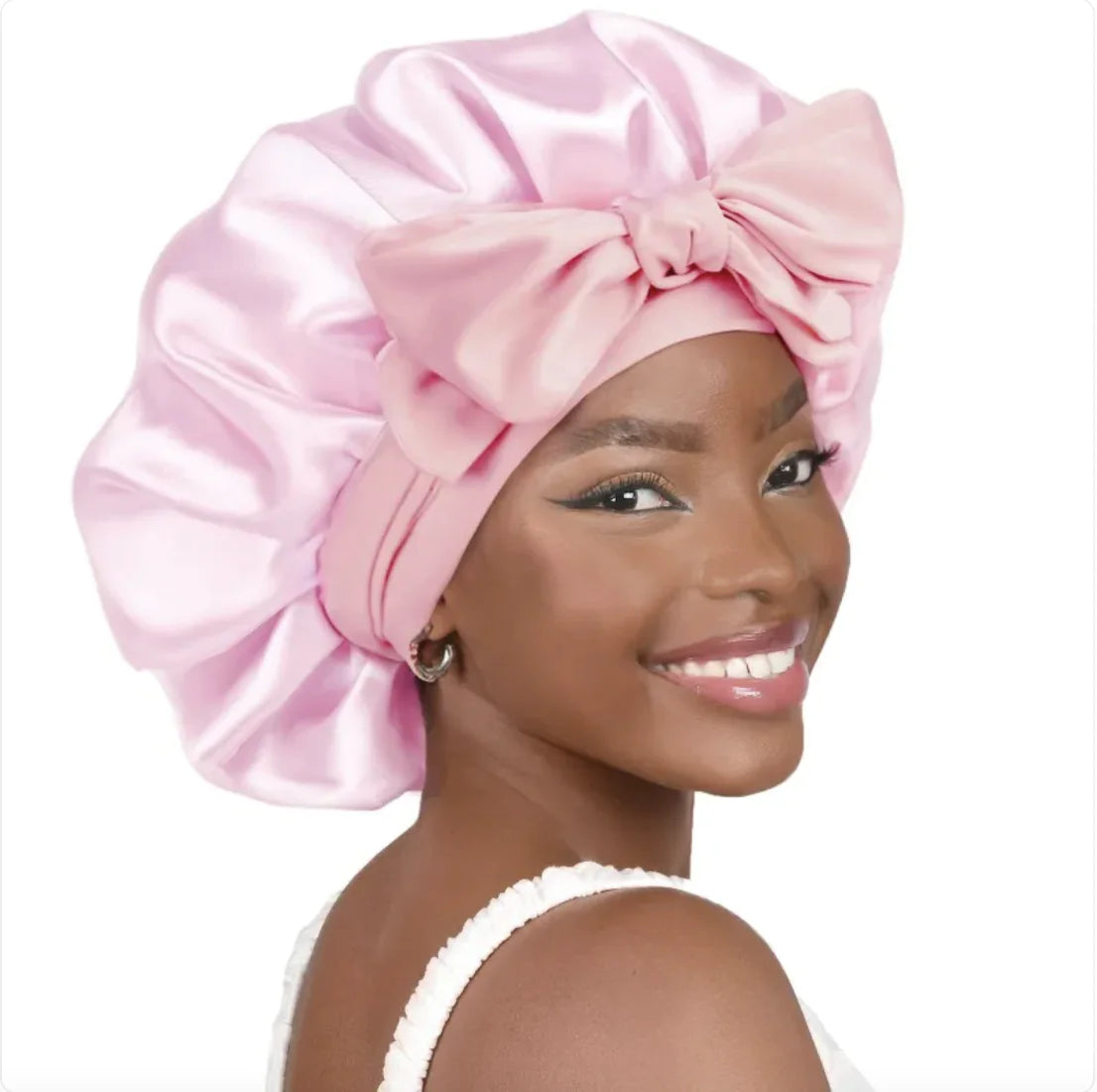 Nik & Nakks Large Light Pink Double-Layer Wide-Brimmed Sleep Cap Headscarf Double-Layer Wide-Brimmed Sleep Cap Headscarf