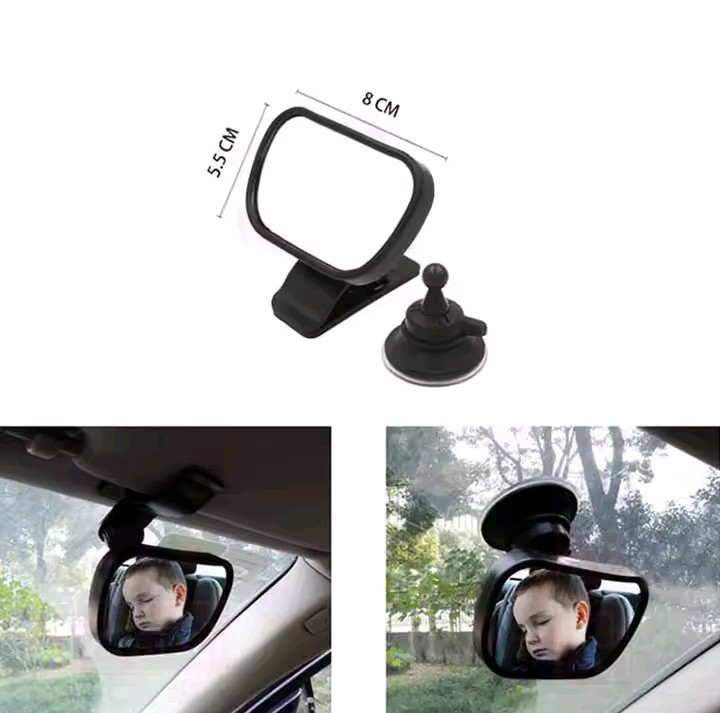Nik & Nakks n/a Baby Rearview Car Mirro With Suction Cup Clip | Black Baby Rearview Car Mirro With Suction Cup Clip | Black
