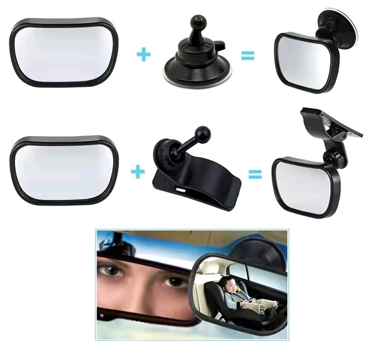 Nik & Nakks n/a Baby Rearview Car Mirro With Suction Cup Clip | Black Baby Rearview Car Mirro With Suction Cup Clip | Black