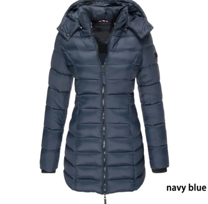 Nik & Nakks Navy / XL Women's Casual Long Sleeve Hooded Parka Coat Women's Casual Long Sleeve Hooded Parka Coat