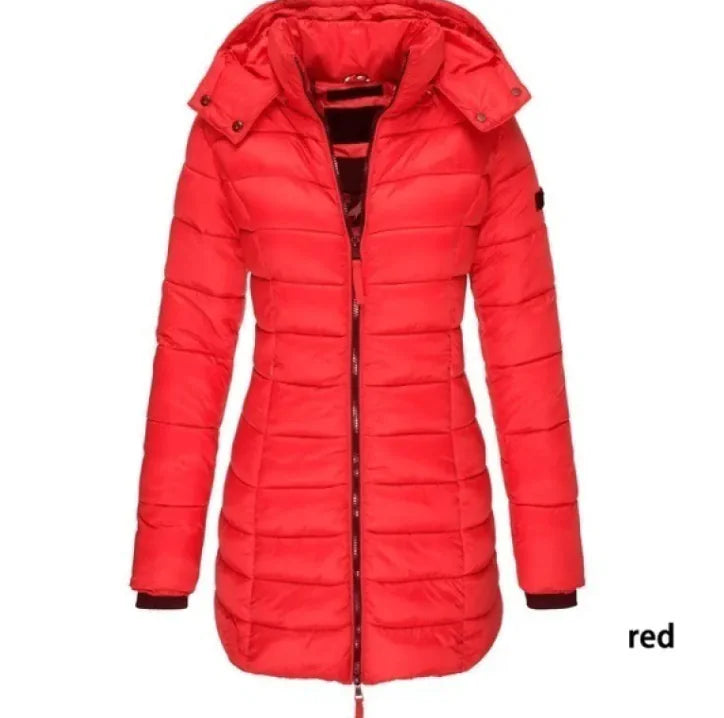 Nik & Nakks Red / S Women's Casual Long Sleeve Hooded Parka Coat Women's Casual Long Sleeve Hooded Parka Coat