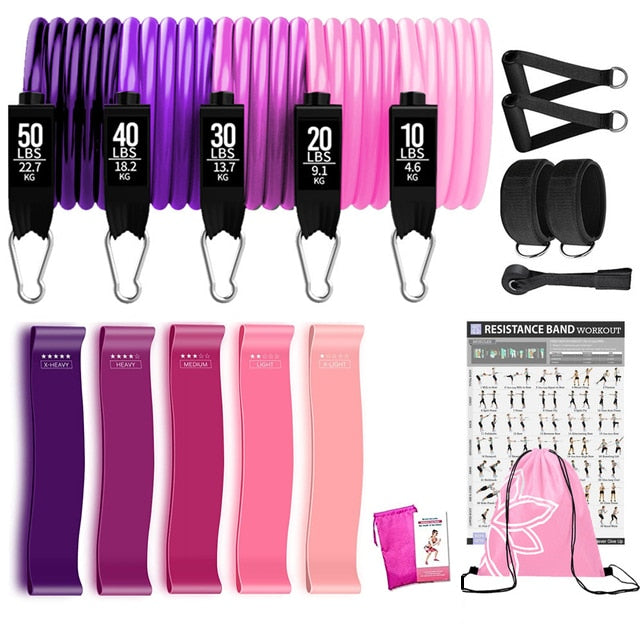 Set B 150 lb / 17pcs 360lbs Fitness Resistance Bands Set