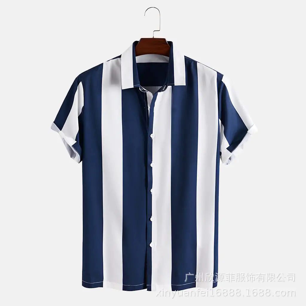 Stripe / M Wide Stripe Lane Print Shirts