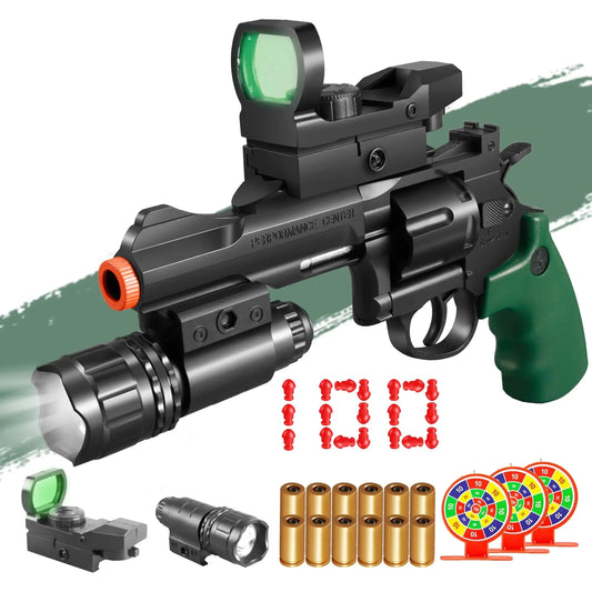Nik & Nakks Tactical Green Soft Bullet Revolver Model Toy Gun Realistic Shell Ejecting Soft Bullet Revolver Model Toy Gun Realistic Shell Ejecting