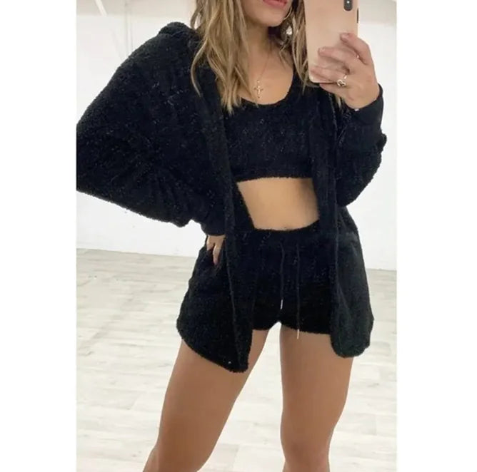 Nik & Nakks Three-piece Homewear Long-sleeved Plush Fashion Casual Three-piece Suit Three-piece Homewear Long-sleeved Plush Fashion Casual Three-piece Suit