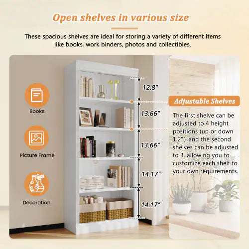 Nik & Nakks White 5 Tiers Of Home Decor Bookshelves 5 Tiers Of Home Decor Bookshelves
