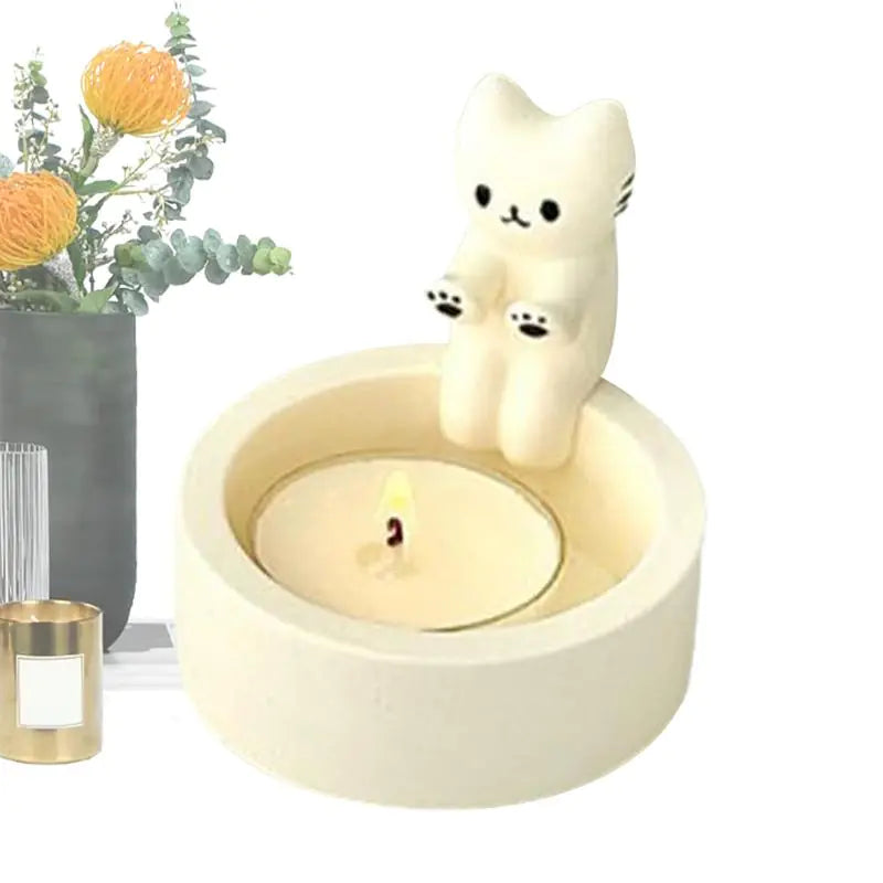 Nik & Nakks Yellow Cute Cat Candle Holder - Creative Home Decor Item Cute Cat Candle Holder - Creative Home Decor Item