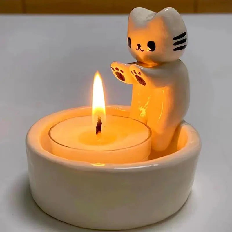 Nik & Nakks Yellow Cute Cat Candle Holder - Creative Home Decor Item Cute Cat Candle Holder - Creative Home Decor Item