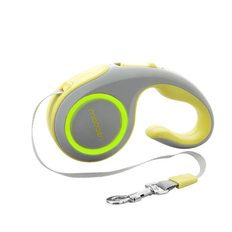 Nik & Nakks Yellow White Fluorescence Automatic Retractable Dog Leash for Pet Supplies Automatic Retractable Dog Leash for Pet Supplies