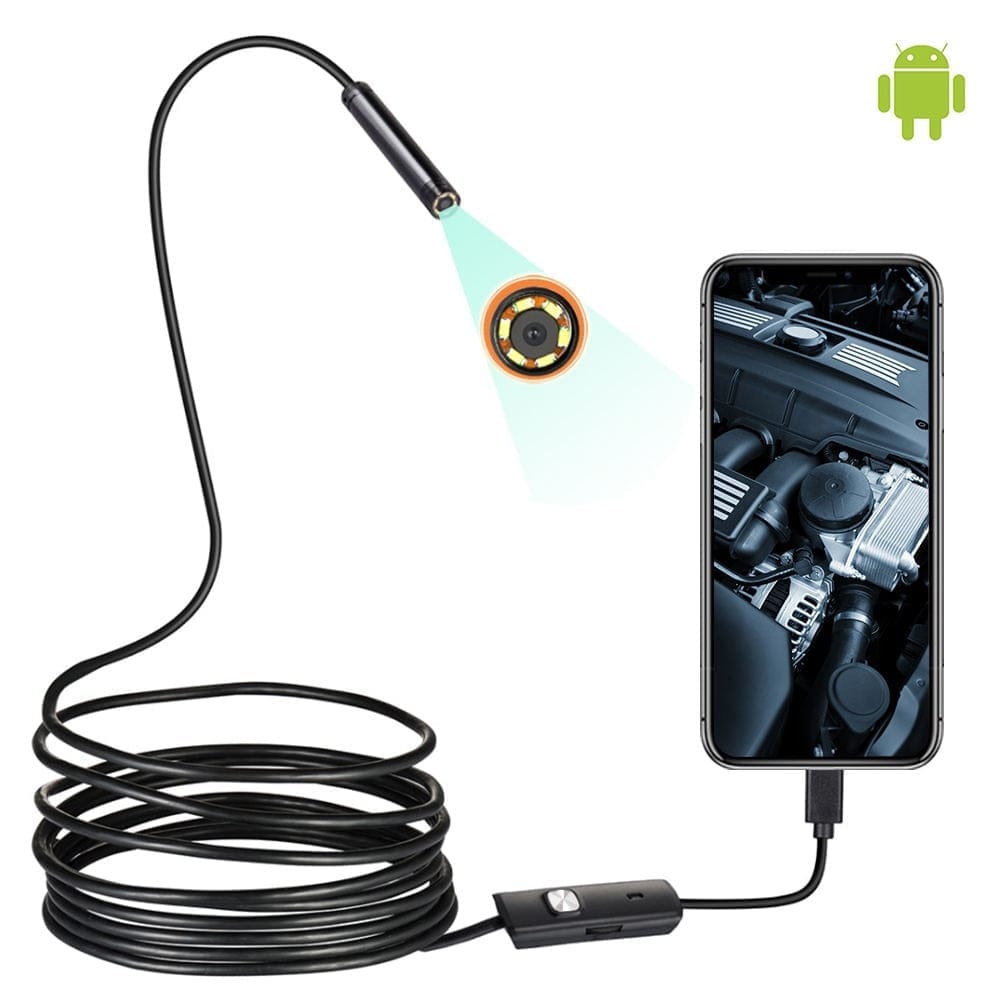 Nik & Nakks Black / 1M LED Endoscope Camera for Car USB Magnetic Snake Inspection Camara
