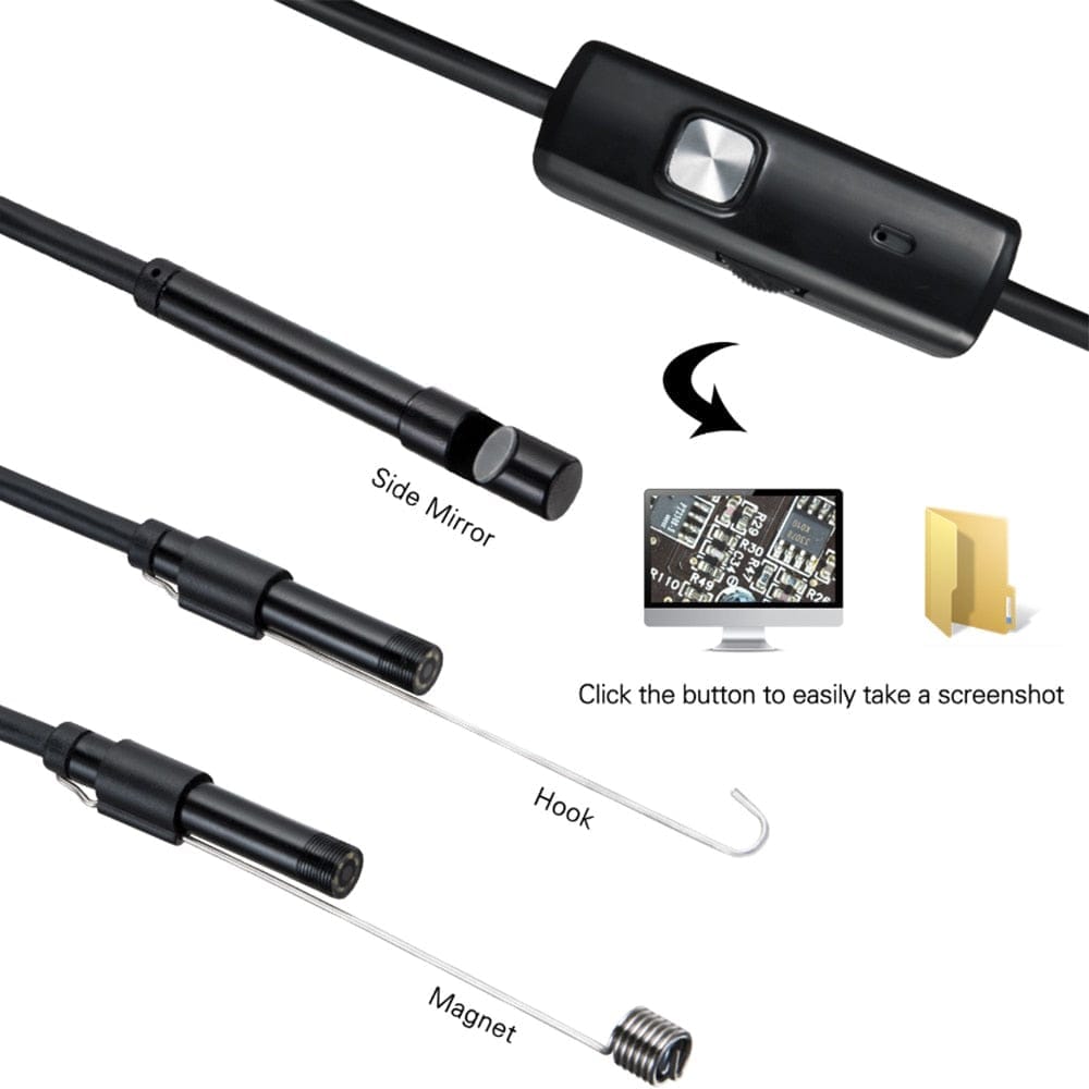 Nik & Nakks Black / 1M LED Endoscope Camera for Car USB Magnetic Snake Inspection Camara