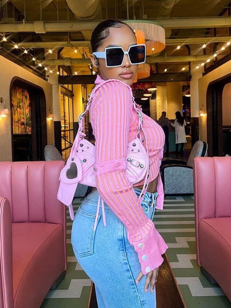 Casual Button Down Flared Long Sleeve Cardigans