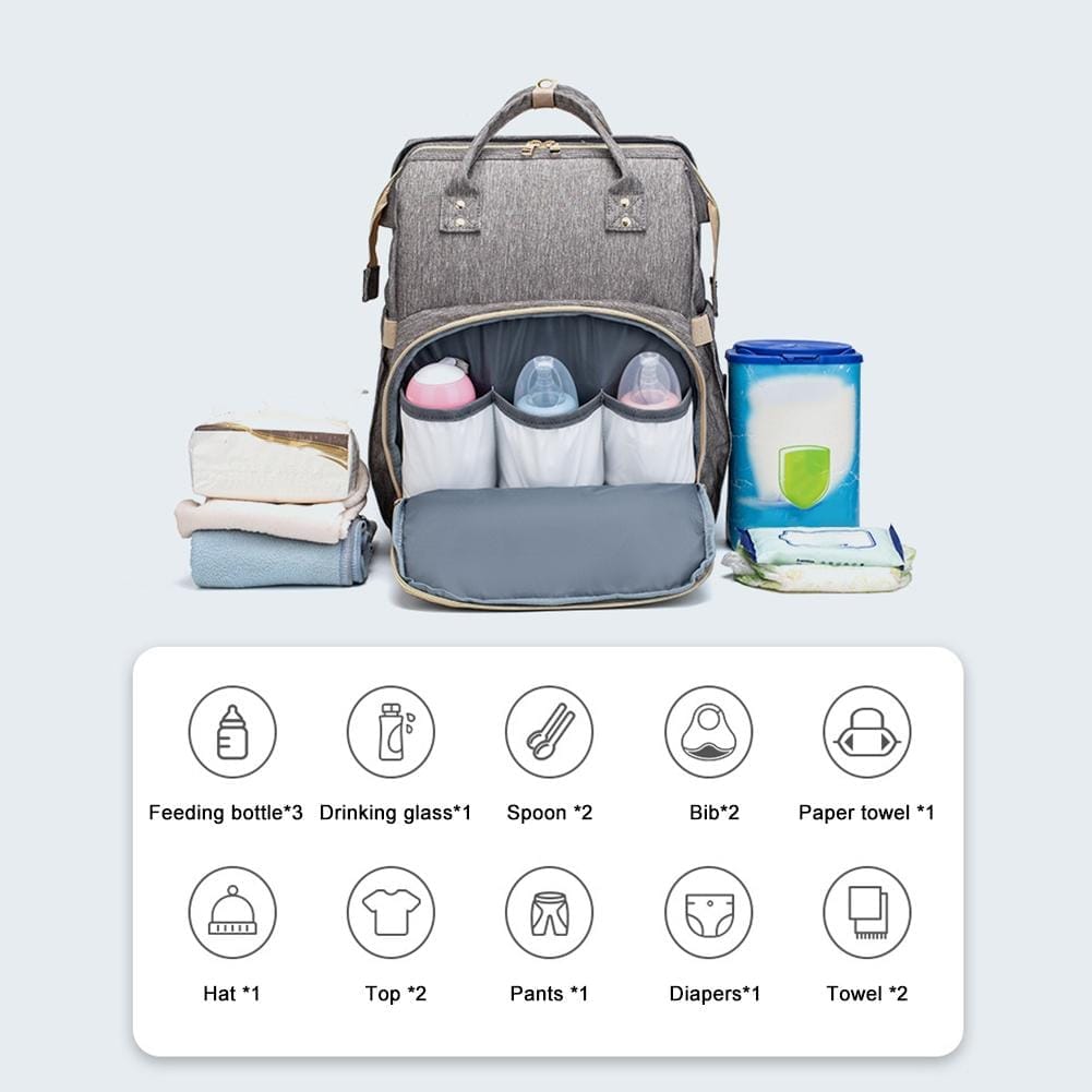 Nik & Nakks Multi-purpose Baby Diaper Bag Backpack and Bed Waterproof Bag with Changing Station
