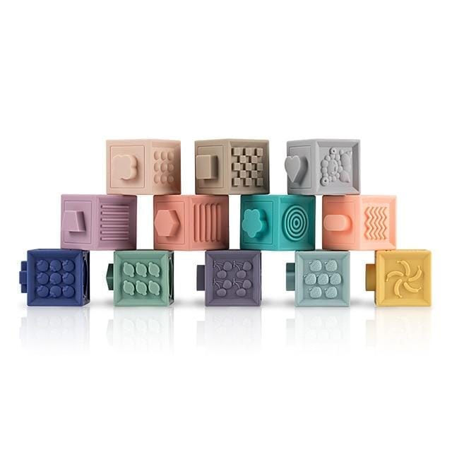 Nik & Nakks Rubber Baby Building Blocks Educational Teether Toy Soft Squeeze and Play