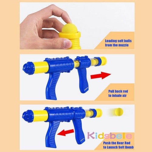 Air Pump Powered Soft Foam Ball Gun, Duck Shooting Game For Kids