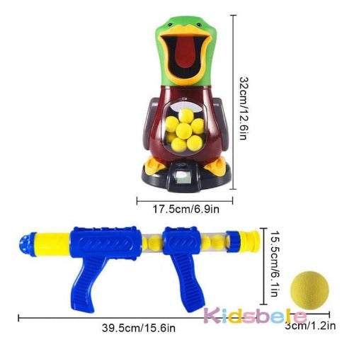 Air Pump Powered Soft Foam Ball Gun, Duck Shooting Game For Kids