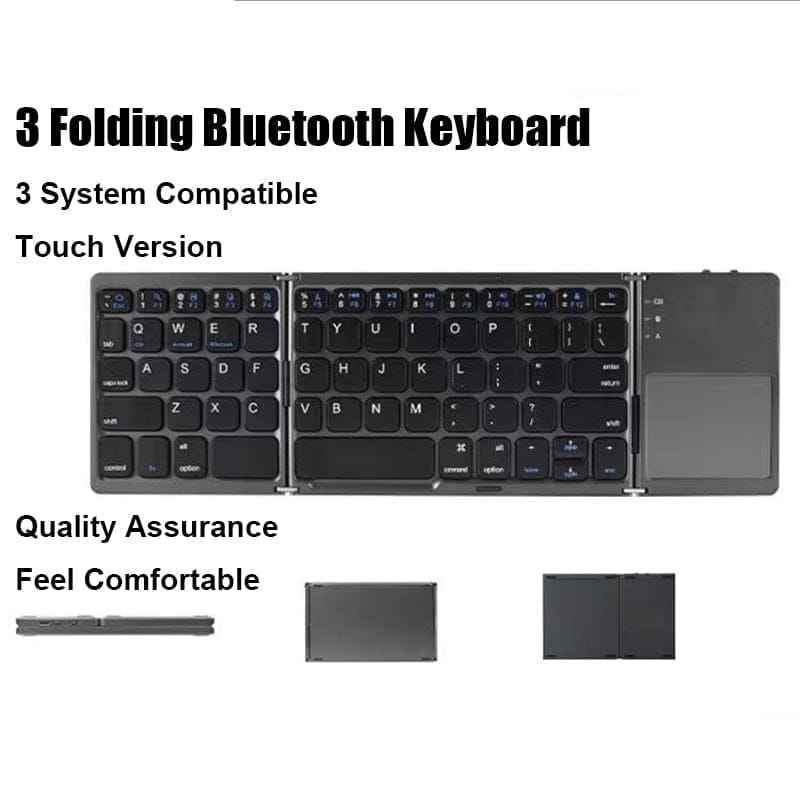 Nik & Nakks Triple Folding Computer Keyboard Rechargeable Mini Travel Keyboard