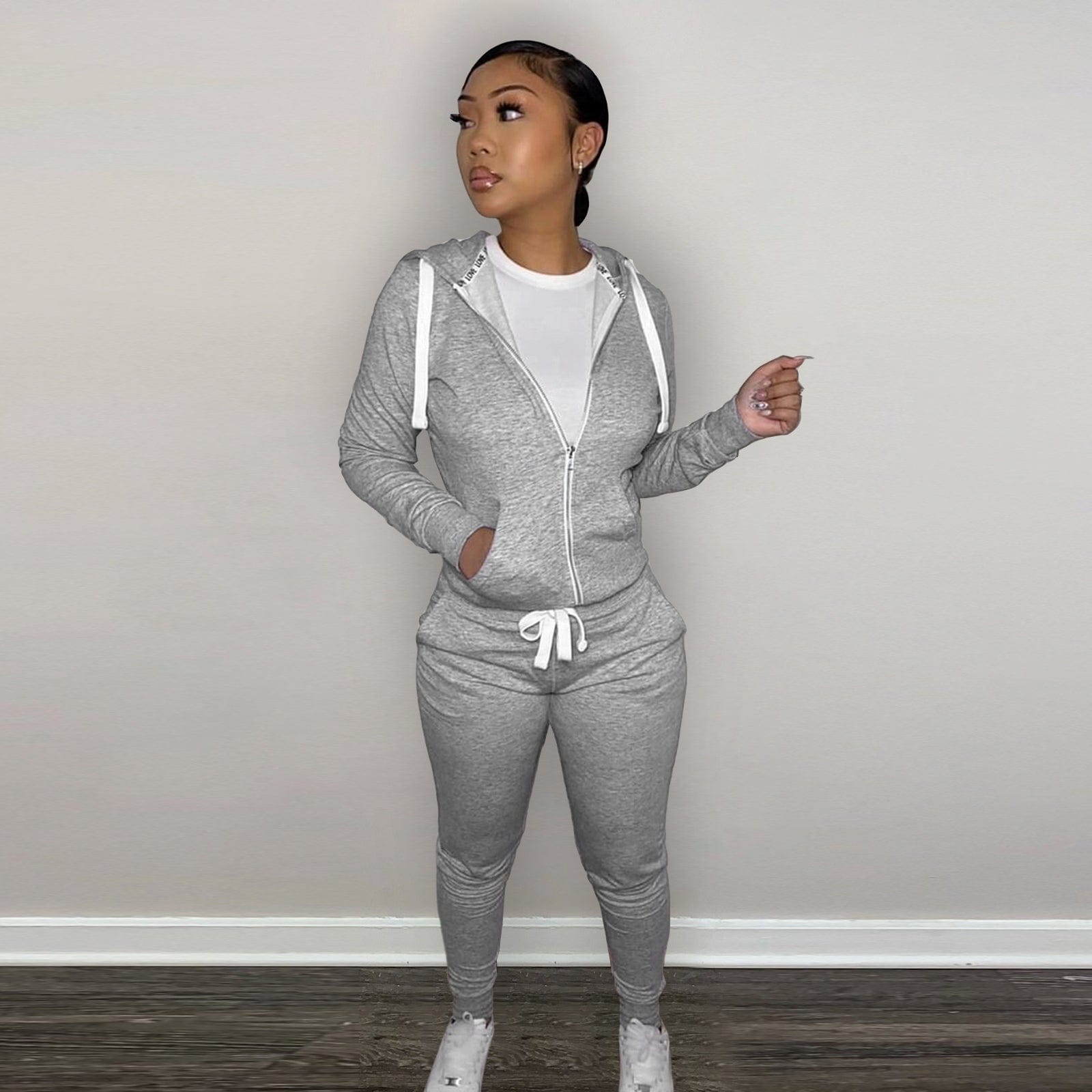 Nik & Nakks Women's Hooded 2 Piece Tracksuit Set Sporty Sweatsuit Set Full Zip Closure