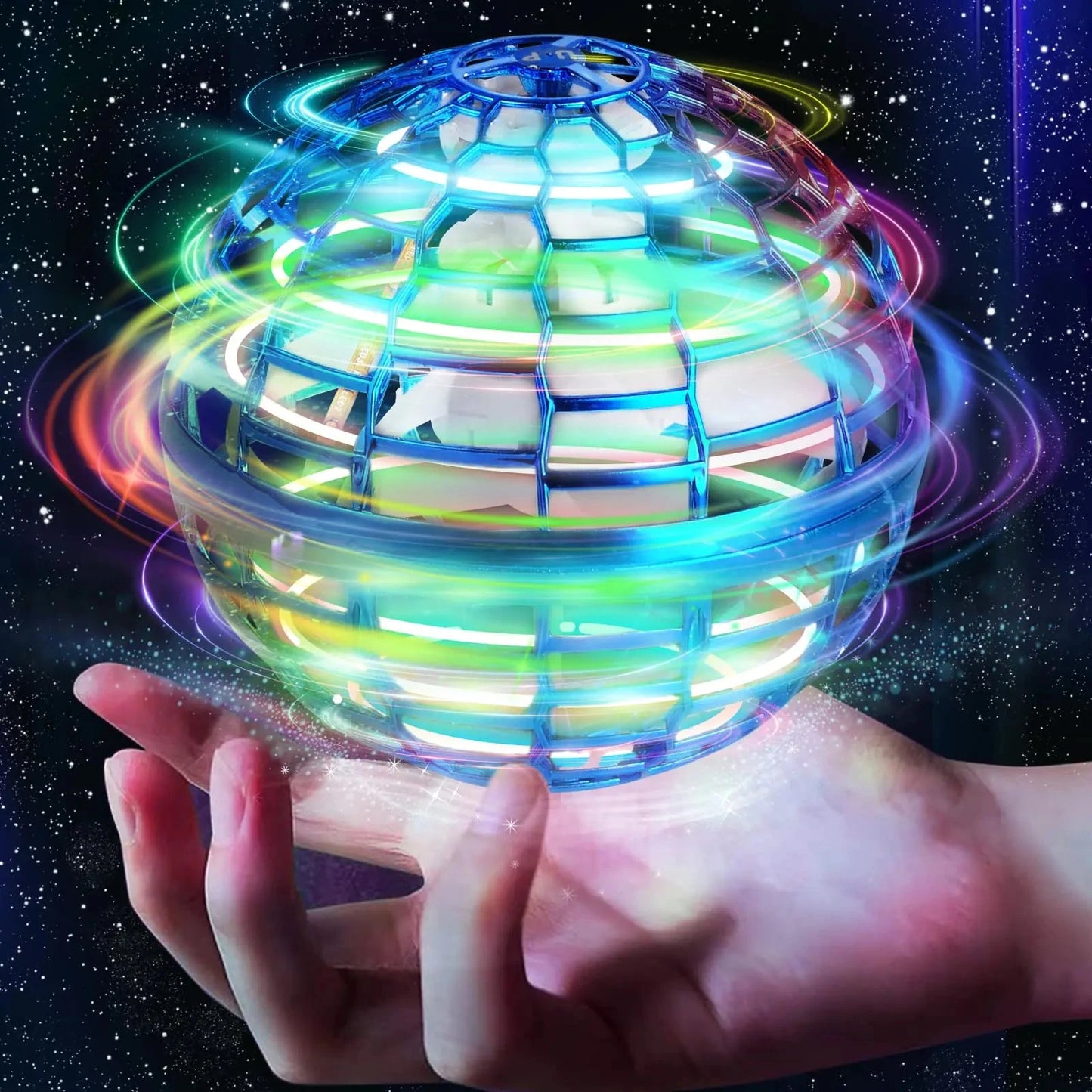 Galaxy Boomerang Hover Ball Toy with Led Lights | for Ages 6, 7, 8, 9, 10+ Year Old Boys Girls Teens Outdoor Toys (Blue)