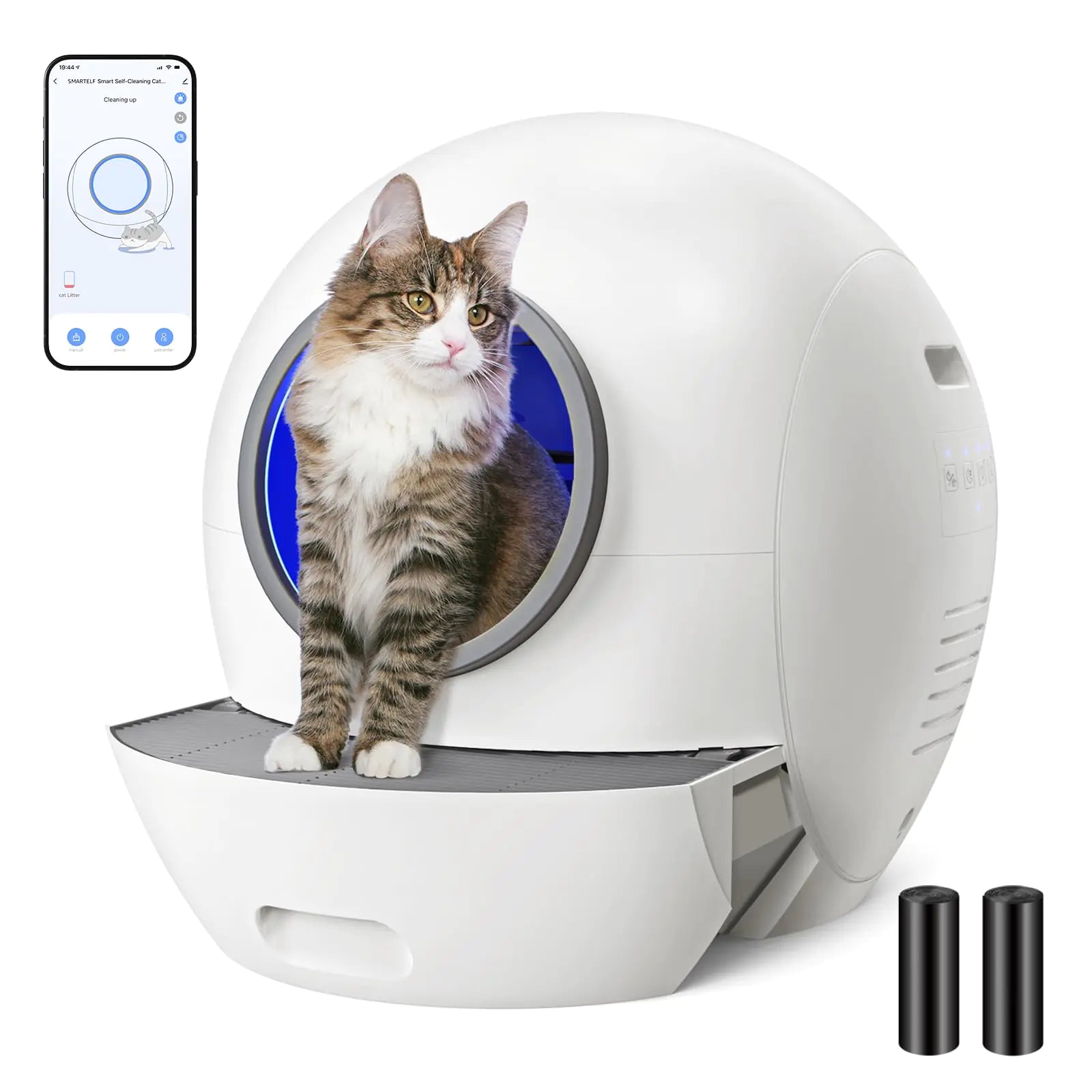 Nik & Nakks A-White Self-Cleaning Litter Box SMARTELF Automatic Cat Litter Box Self-Cleaning Litter Box SMARTELF Automatic Cat Litter Box