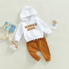 Baby Boy Letter Print Hoodie 2Pcs Fall Outfit