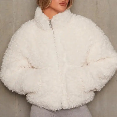 Nik & Nakks Beige / Extra Extra Large Winter Women's Lamb Wool Coat Jacket Winter Women's Lamb Wool Coat Jacket