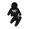 Black / 12M Baby Boy Letter Print Hoodie 2Pcs Fall Outfit