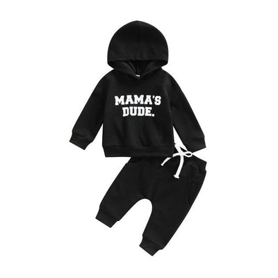 Black / 3T Baby Boy Letter Print Hoodie 2Pcs Fall Outfit