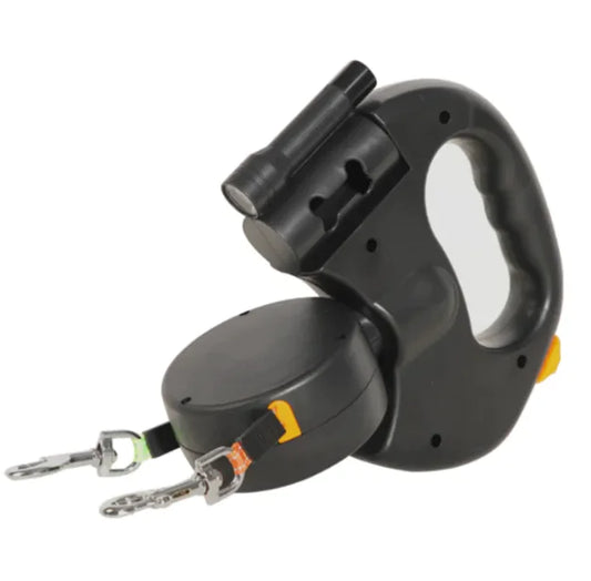 Nik & Nakks Black Auto Double Dog Leash Auto Double Dog Leash