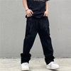 Black / L(170-175cm 52kg) Streetwear Embroidery Baggy Jeans