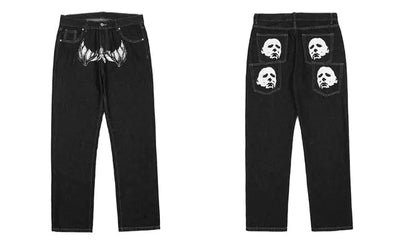 Black / L Men's Graphic Print Baggy Jeans