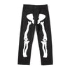 Black / L Wide Leg Skeleton Print Jeans